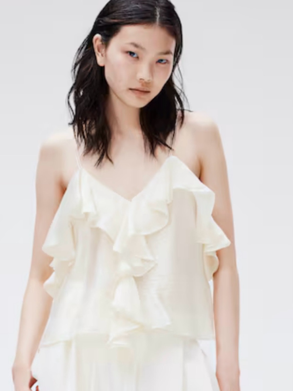 H&M Cream Ruffle V-Neck Camisole